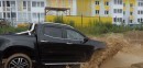 Russian Blonde Does Off-Road Test in Mercedes X-Class, Fills It With Sand