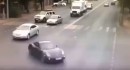 Russian Porsche Cayman crash