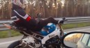 Russian stunt rider on highway