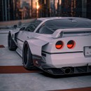 C4 Chevy Corvette bagged widebody CGI to reality by bradbuilds