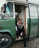 Craig and Aimee converted a rusty Mercedes Vario 24-seater into Custard, their pretty home on wheels