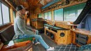 An old MCI charter bus was transformed into a cozy motorhome