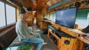 An old MCI charter bus was transformed into a cozy motorhome