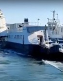 Sailboat Gets Pinned Against Ferry