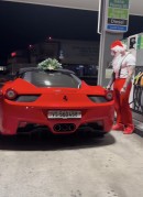 Santa Claus caught refuelling his sleigh