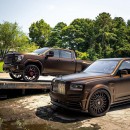 Satin Metallic Brown GMC Sierra Denali 3500 HD and Rolls-Royce Cullinan RS Edition