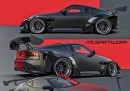 Satin x Glossy Murdered-Out Nissan Z slammed widebody rendering by musartwork