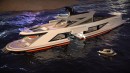 Saturnia is a superyacht imagined to be completely constructed with dry carbon fiber structures