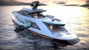 Saturnia is a superyacht imagined to be completely constructed with dry carbon fiber structures