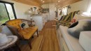 School Bus Turned Off-Grid Tiny Home Stands Out With a Vintage, Home-Like Interior Design