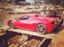 Ferrari 458 Spider crosses river on a boat