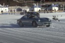 classic Ferrari drifting in the snow