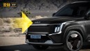 2024 Kia EV9 CGI comparison with 2023 Palisade, Telluride on Gotcha Cars
