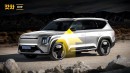 2024 Kia EV9 CGI comparison with 2023 Palisade, Telluride on Gotcha Cars
