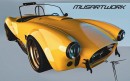Lowered Shelby Cobra 427 on DNZ Groza wheels yellow rendering by musartwork
