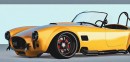 Lowered Shelby Cobra 427 on DNZ Groza wheels yellow rendering by musartwork