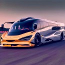 McLaren Tour Bus & Semi Truck renderings by flybyartist
