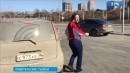 Alternative solution to road rage, only works for Siberia's strongest woman