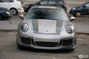 Silver 2017 Porsche 911 R with Yellow Accents