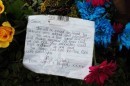 Farewell note from Simon Adrews fans left at the site of his crash