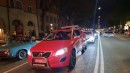 Six-wheeled Volvo XC60 causing shock and awe at a car meet in Stockholm