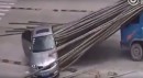 Skoda Rapid Gets Impaled by Bamboo Poles in China