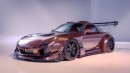 Root Beer Mazda RX-7 slammed widebody turbo rendering by jota_automotive