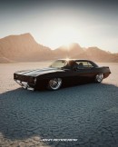Slammed Chevy Camaro Enjoys Quiet Desert Sunset in rendering by johnrendering