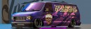 Block Party Van slammed Ford Econoline on custom forged wheels rendering by musartwork on Instagram