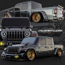 Slammed Jeep Gladiator on bronze wheels with forged carbon fiber rendering by musartwork