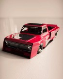 Slammed Widebody Ford F-100 in pink and purple not red and black rendering by altered_intent