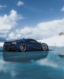 Ferrari SF90 Stradale on frozen lake volcano