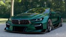 Slammed, Widebody BMW M8 GTR concept rendering by hycade