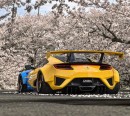 Lambo Murcielago and Acura NSX slammed widebody cherry blossom rendering by jonsibal