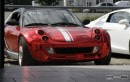 Smart Roadster Wrapped in Red Chrome