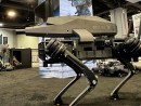 SPUR is a quadrupedal unmanned ground vehicle that has a 6.5mm Creedmoor rifle mounted on its back