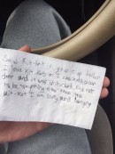 The note left by the infamous Kit Kat thief of Kansas