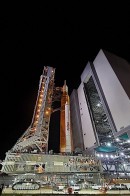 Space Launch System and Orion on the move to the pad for the second time