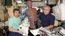 The MATROSHKA phantom presented by astronauts (S. Krikaliew, J. Philips) on board of the International Space Station.