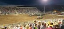 Driveshaft is thrown into audience at demolition derby