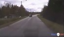Insane quad bike rider rams police motorcycle