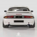 Slammed Nissan S14 Silvia/200SX/240SX looks squeaky-white in rendering by hugosilvadesigns on Instagram