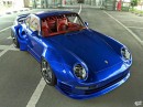 Porsche 959 with virtual Rauh-Welt BEGRIFF (RWB) widebody kit render by abimelecdesign on Instagram