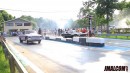 LS-swapped nitrous Chevrolet Camaro first gen drag races Chevy S-10 and sleeper station wagon on Jmalcom2004