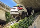 Maserati Levante crashes into the underside of an overpass