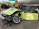 Hyundai Genesis Coupe crushed by a truck