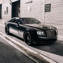 Rolls-Royce Wraith Black Badge murdered-out lowered on RDB LA wheels