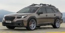 Subaru Outback gets lowered on aftermarket wheels Shadow rendering by kelsonik