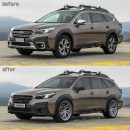 Subaru Outback gets lowered on aftermarket wheels Shadow rendering by kelsonik