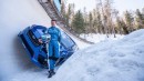 Subaru drives WRX STI on bobsled track